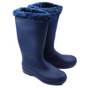 Women New Navy Blue Rain Boots Snow winter boots shoes Low heels Non-Slip Water